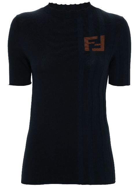 FENDI embroidered-logo knitted jumper