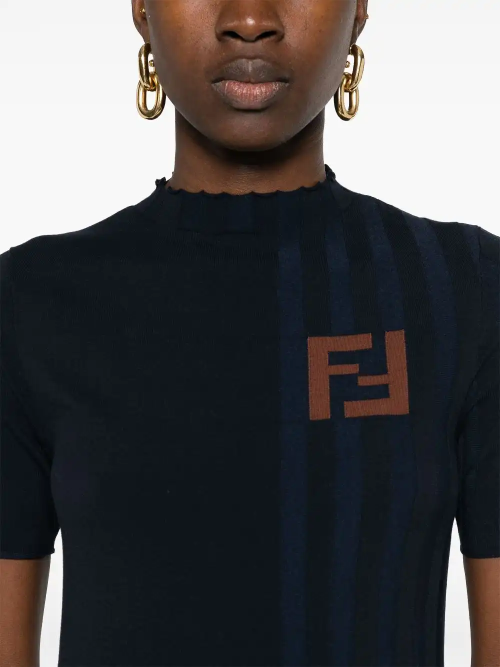 Affordable FENDI embroidered-logo knitted jumper