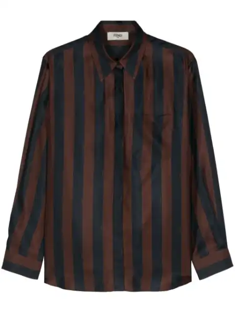 Cheap FENDI Pequin-stripe silk shirt