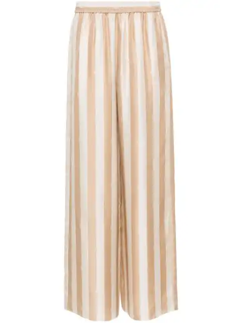 FENDI Pequin-stripe silk palazzo pants