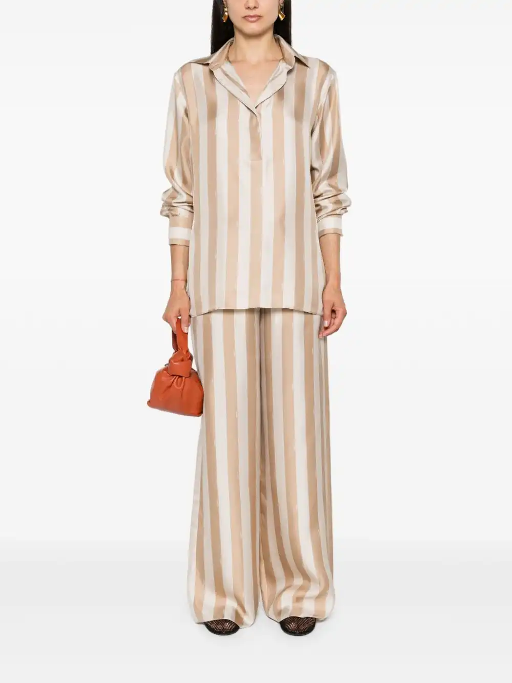 Cheap FENDI Pequin-stripe silk palazzo pants