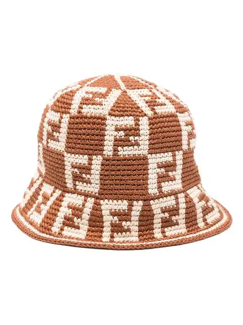 FENDI FF motif crochet cloche hat