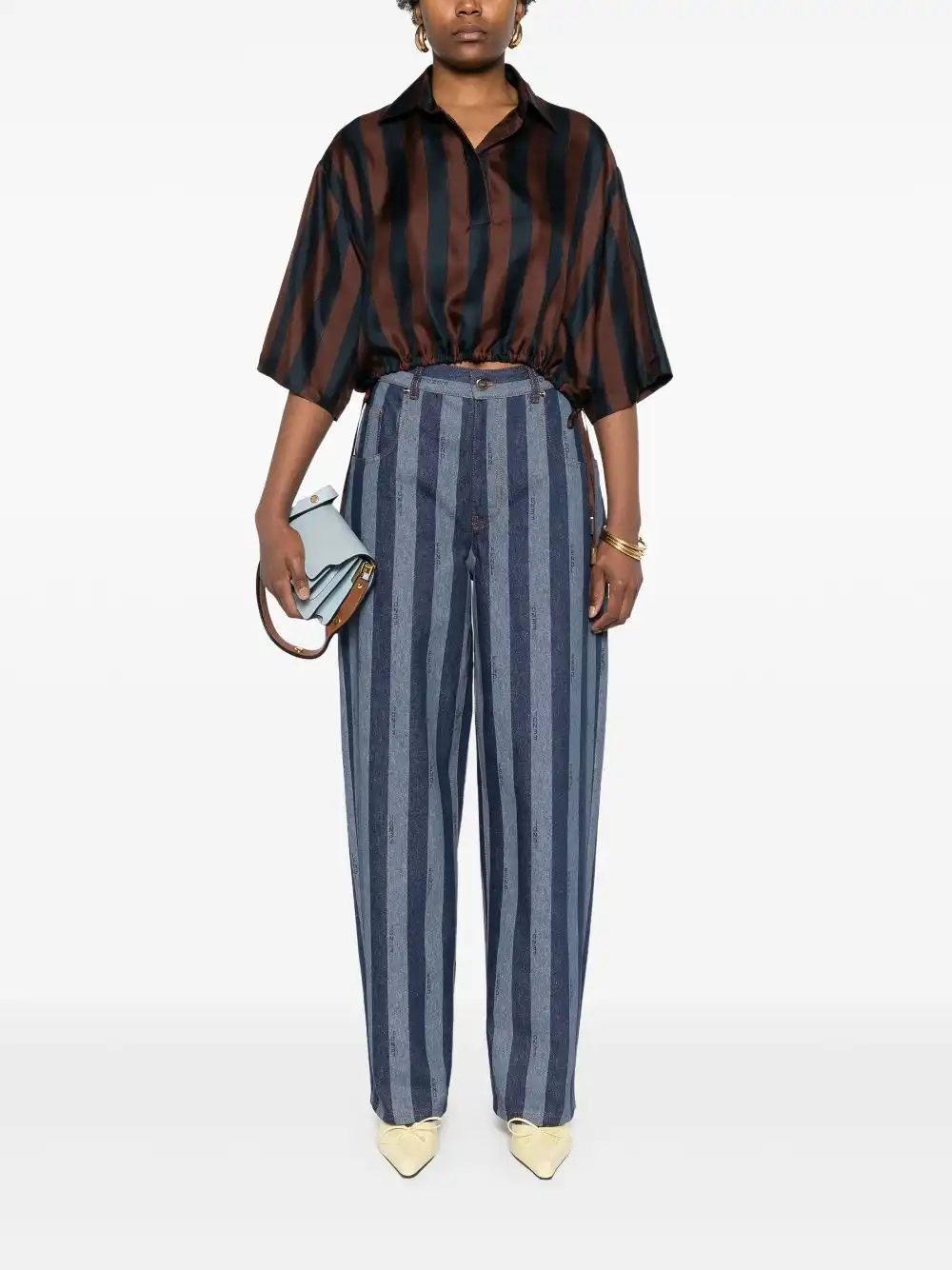 Affordable FENDI Pequin striped straight-leg jeans