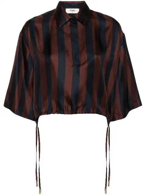 FENDI Pequin striped cropped shirt