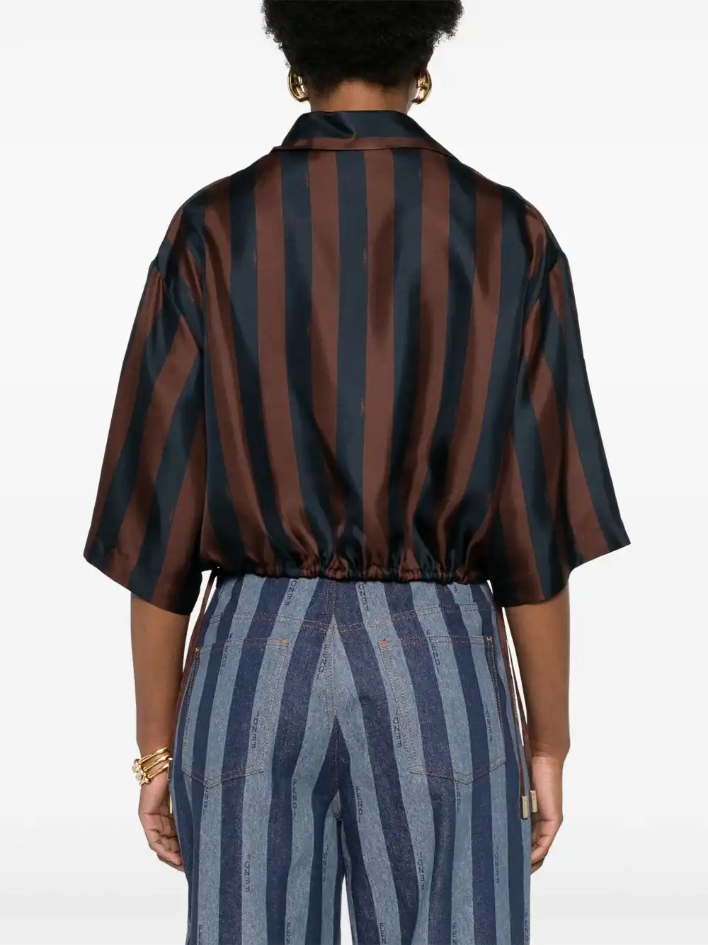 Cheap FENDI Pequin striped cropped shirt