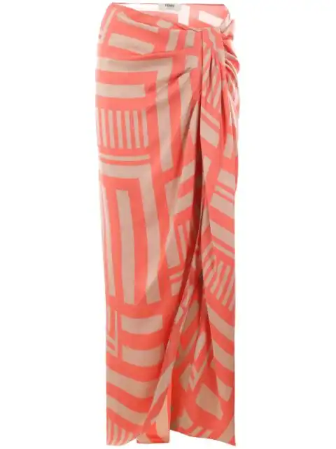 FENDI Labyrinth knotted full silk skirt