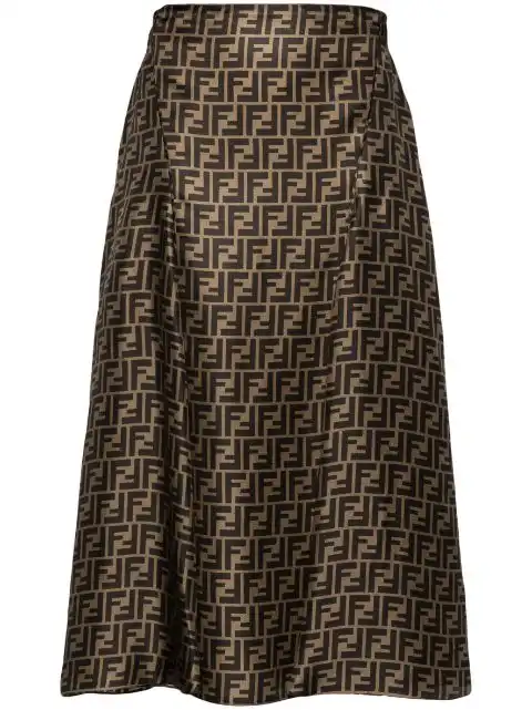 FENDI FF-pattern print midi skirt