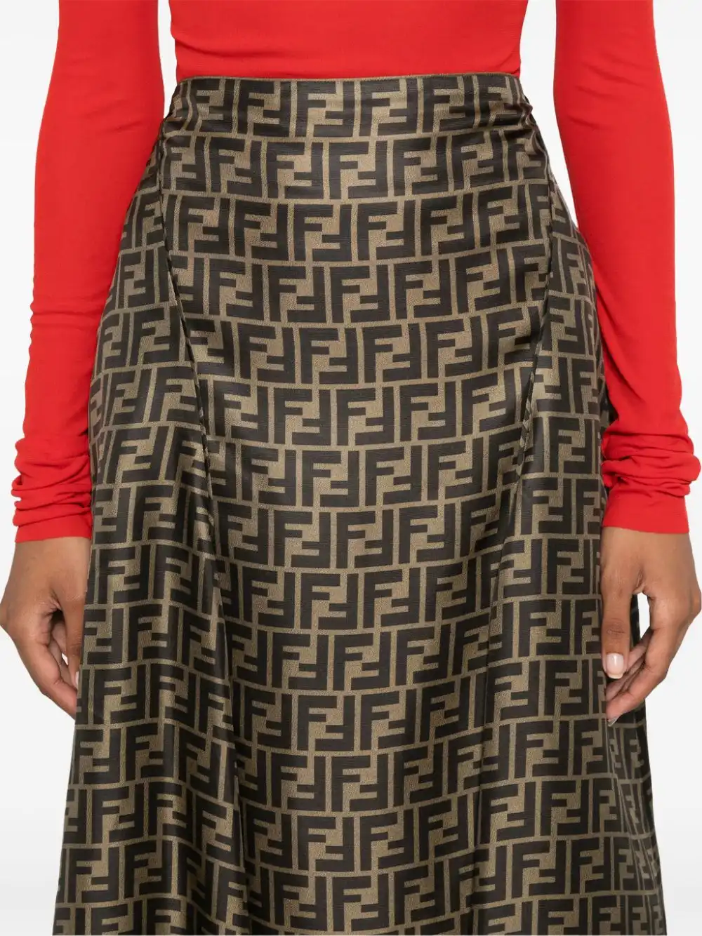 Cheap FENDI FF-pattern print midi skirt