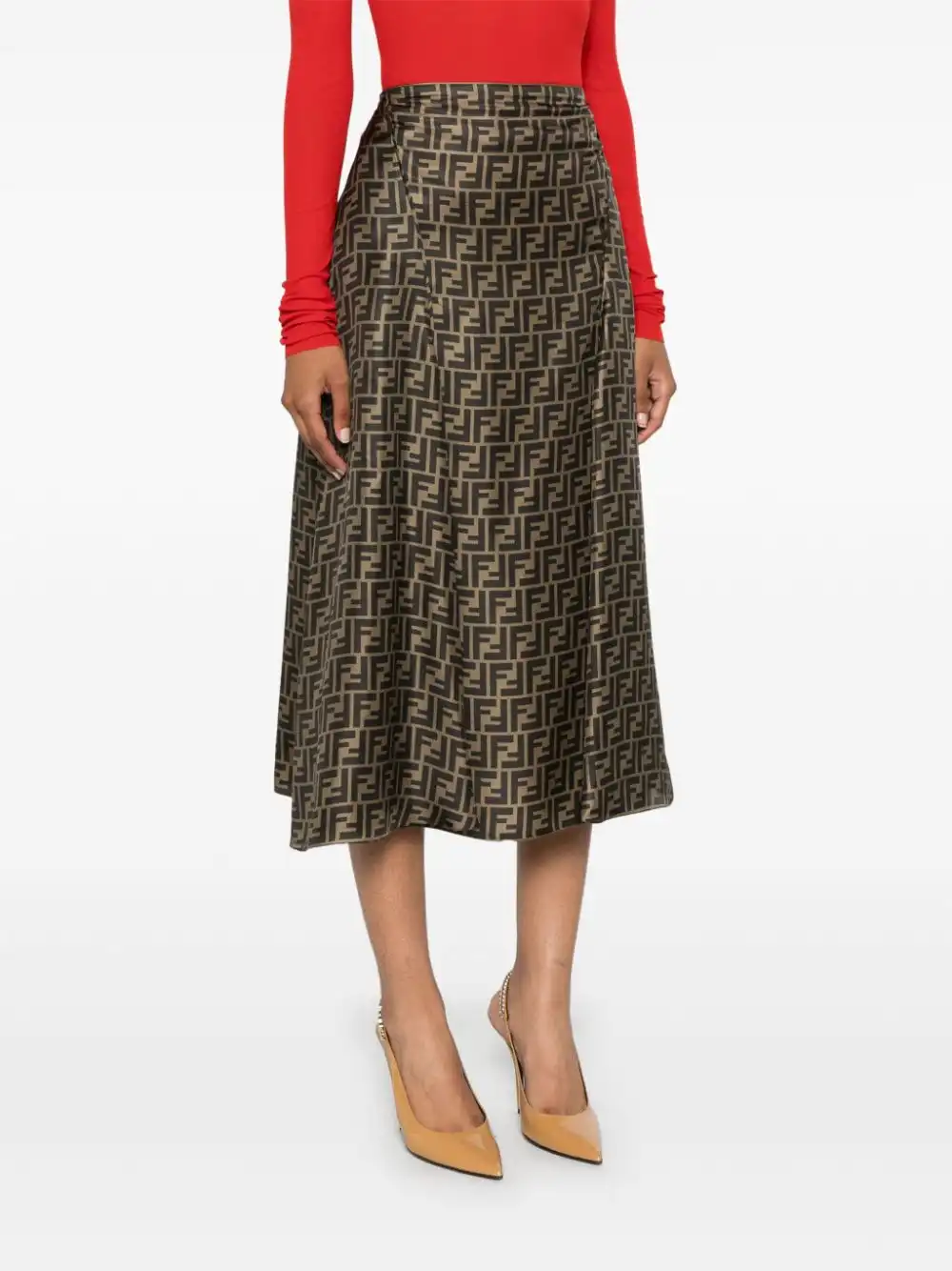 Cheap FENDI FF-pattern print midi skirt