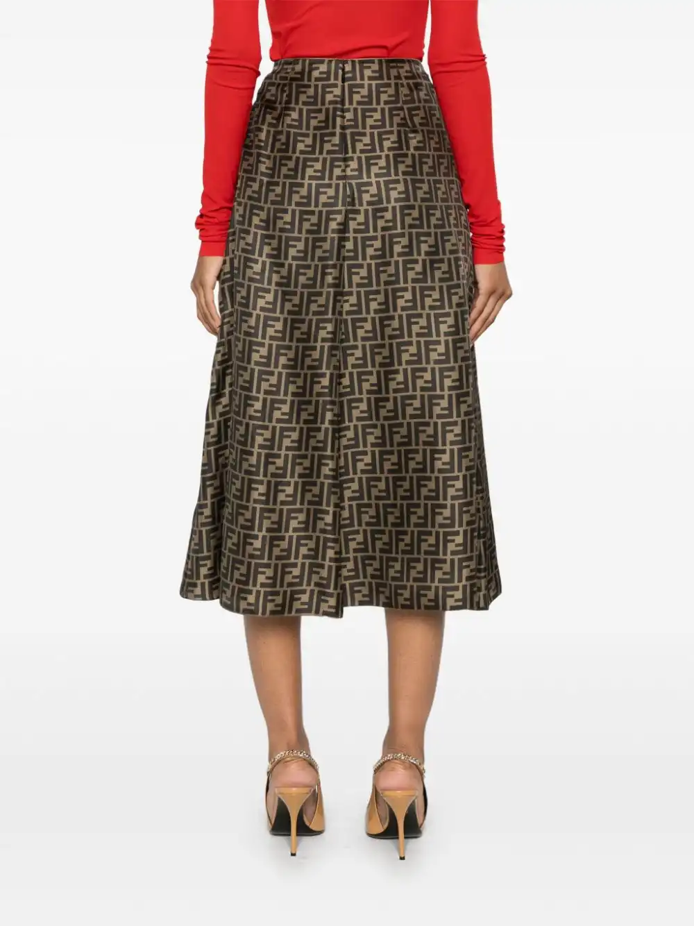 Cheap FENDI FF-pattern print midi skirt