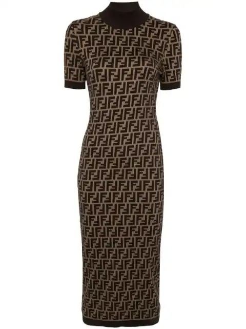 FENDI FF-jacquard midi dress