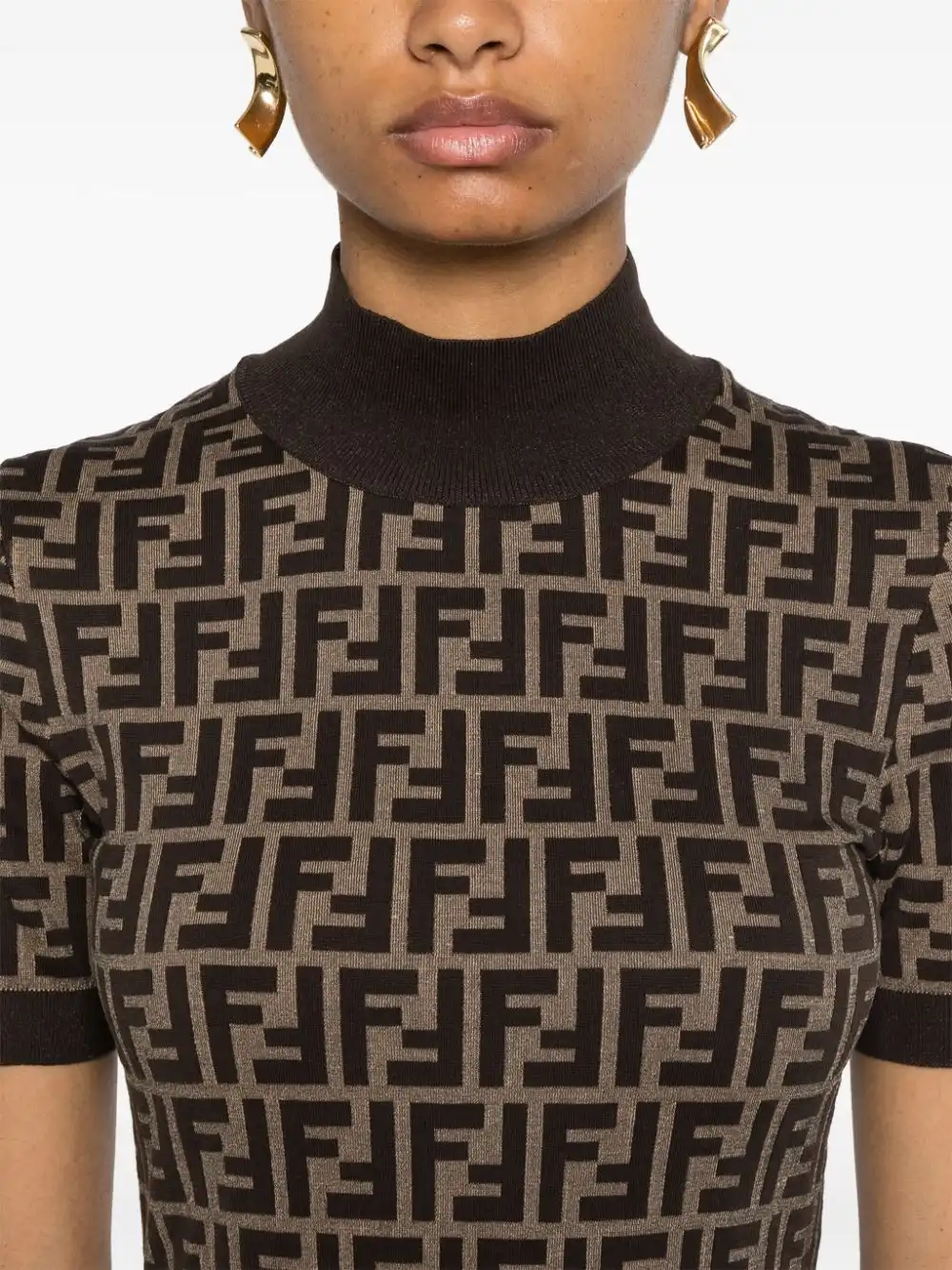 Cheap FENDI FF-jacquard midi dress