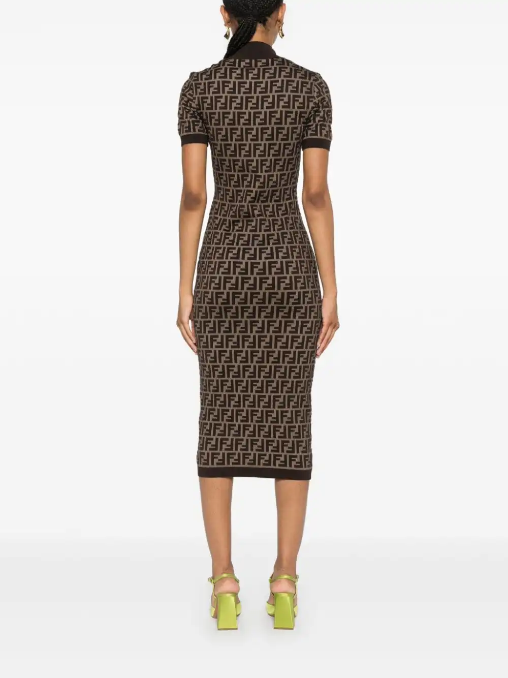 Cheap FENDI FF-jacquard midi dress