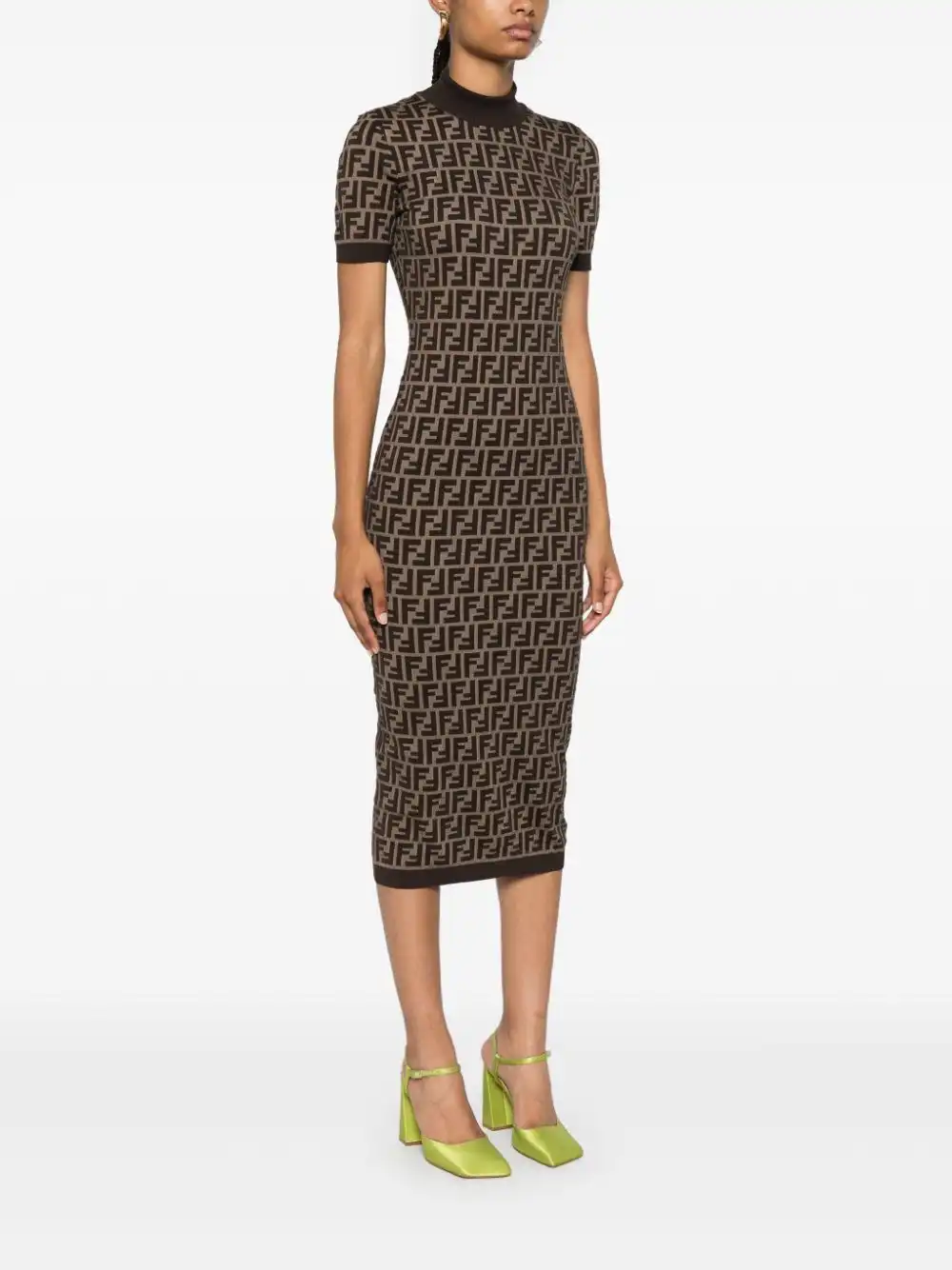 Cheap FENDI FF-jacquard midi dress