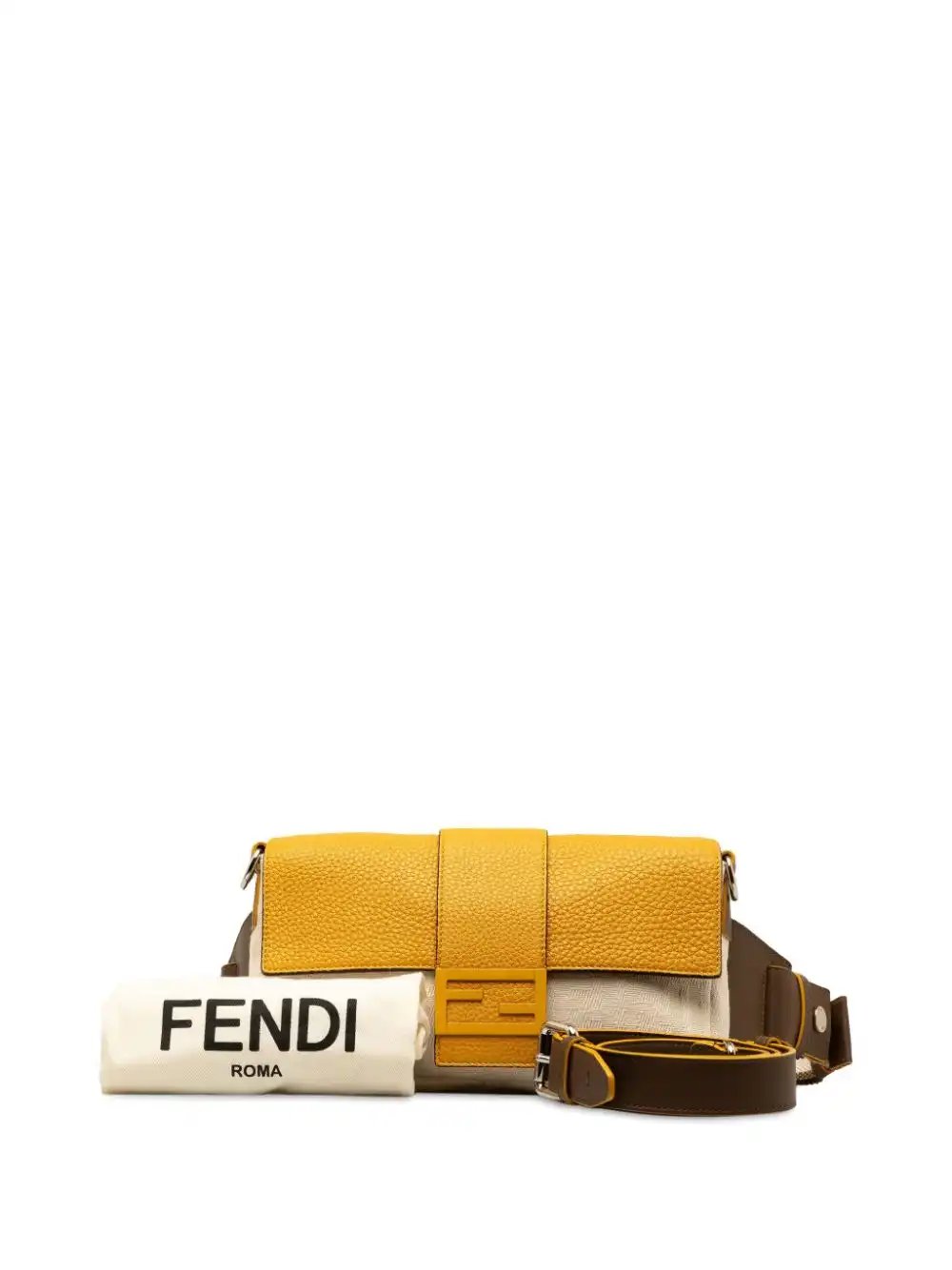 Affordable Fendi 2018-2023 Zucca Canvas and Leather Convertible Baguette satchel