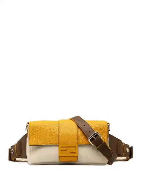 Fendi 2018-2023 Zucca Canvas and Leather Convertible Baguette satchel