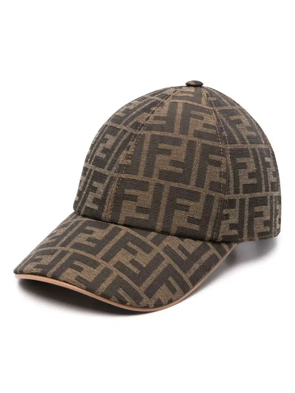 Affordable FENDI FF-jacquard leather-trim cap