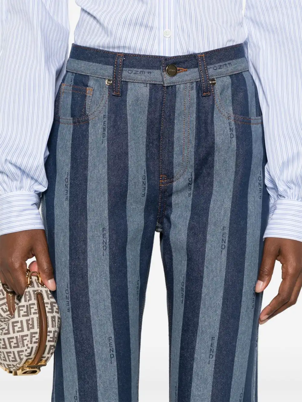 Affordable FENDI striped cropped jeans