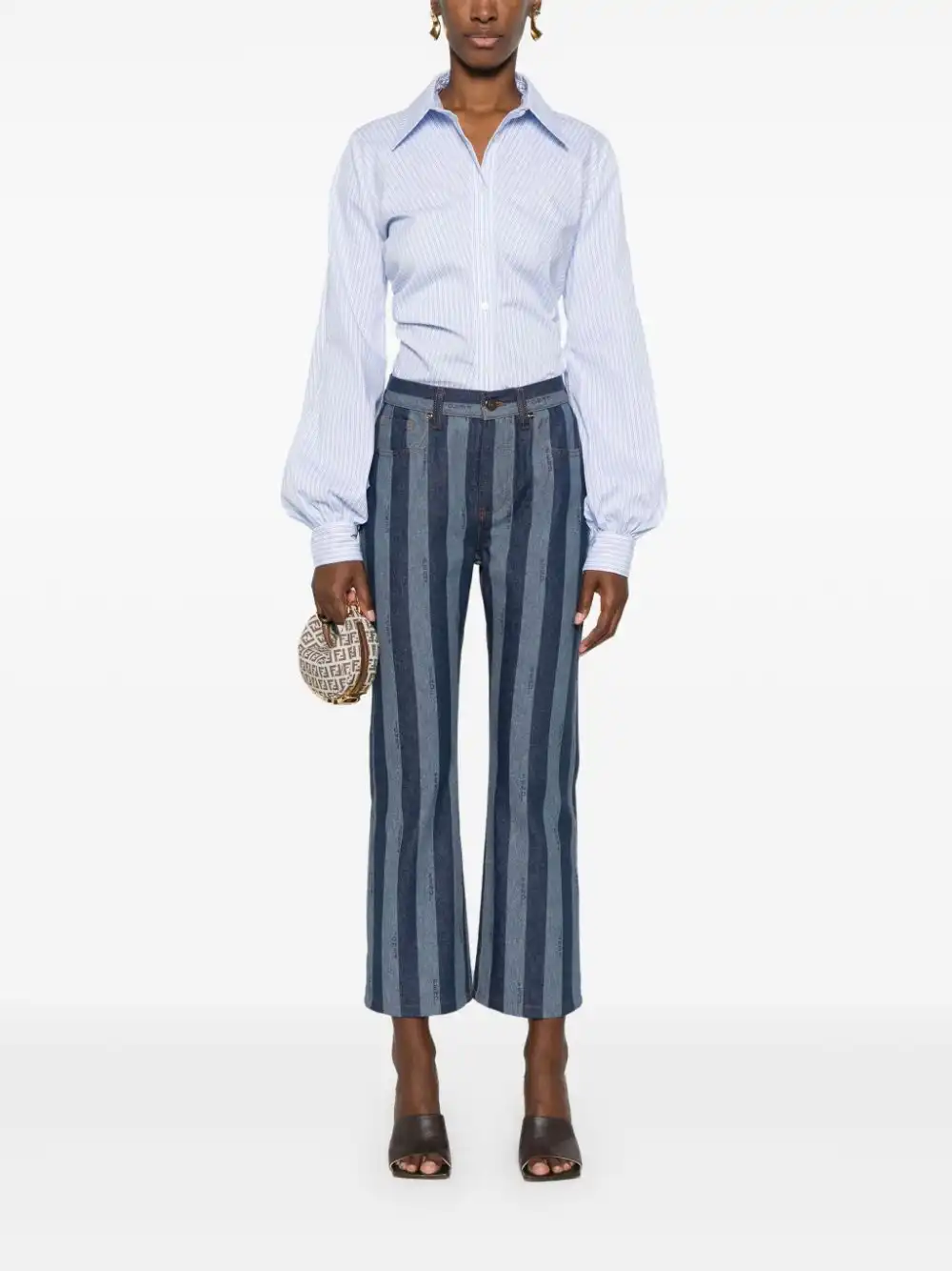 Affordable FENDI striped cropped jeans