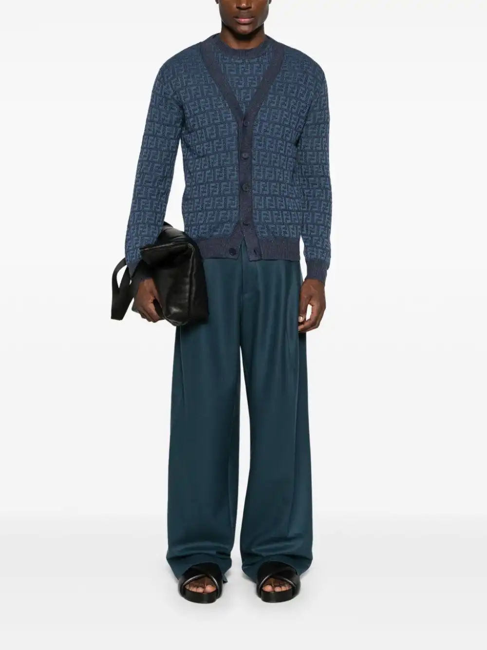 Affordable FENDI FF-jacquard knitted cardigan