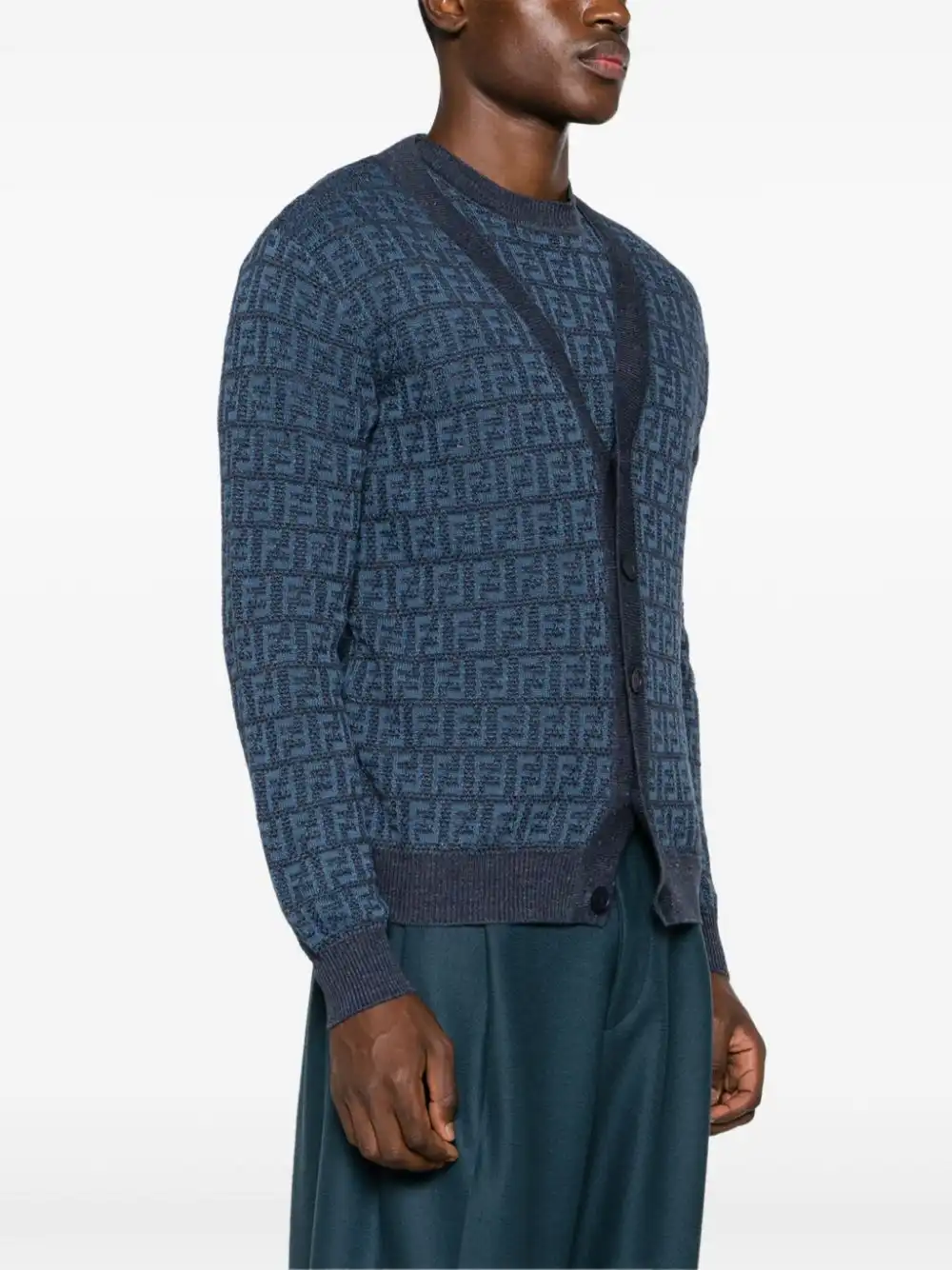 Affordable FENDI FF-jacquard knitted cardigan