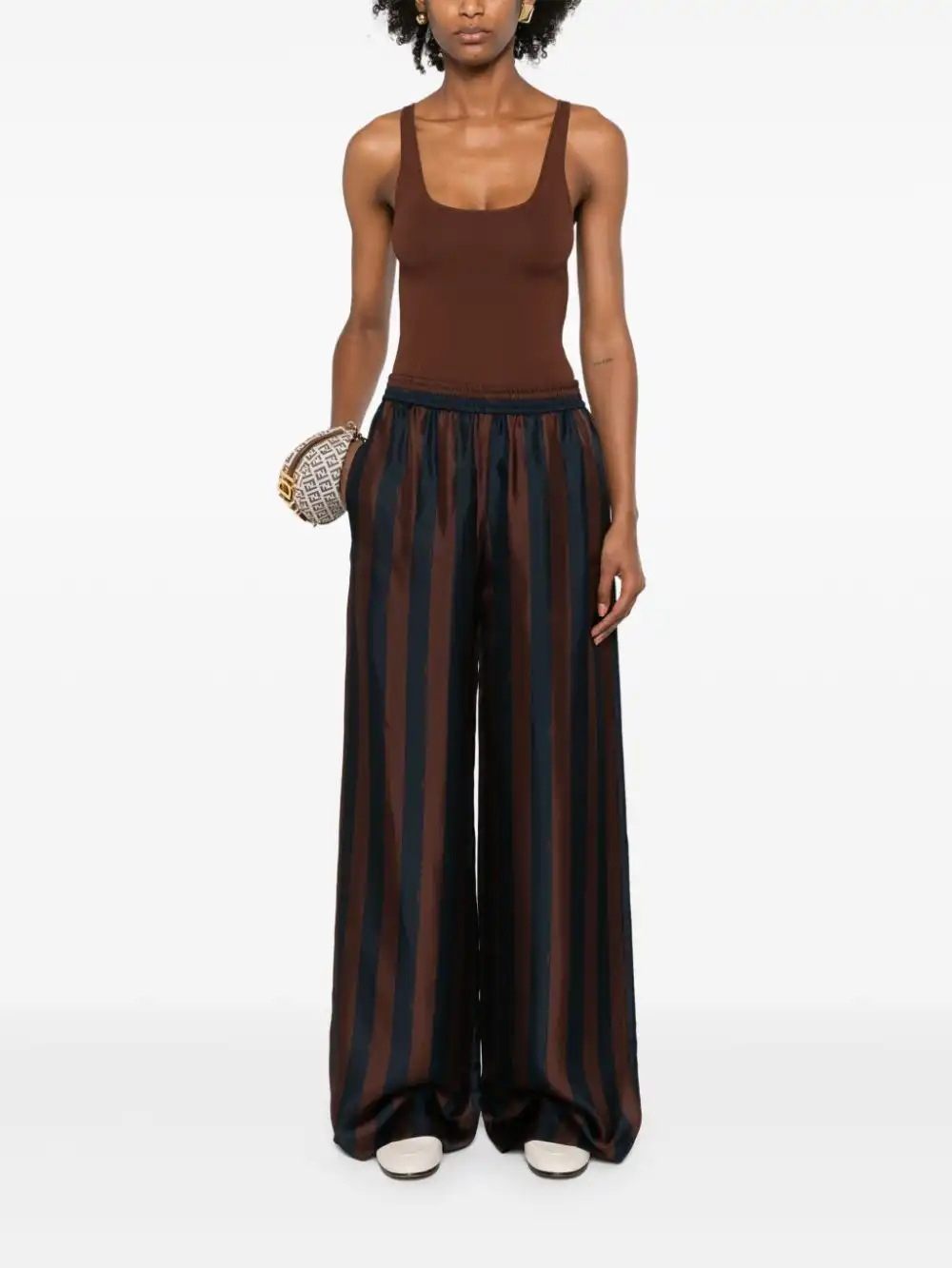 Affordable FENDI striped silk palazzo pants