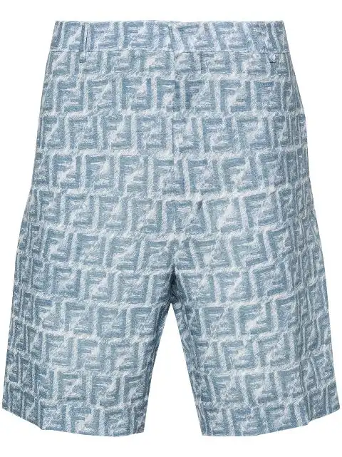 Affordable FENDI mid-rise linen bermuda shorts