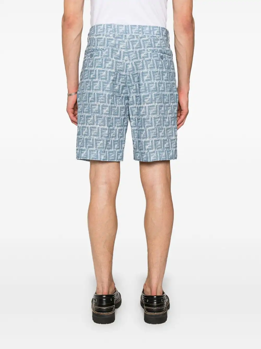 Affordable FENDI mid-rise linen bermuda shorts