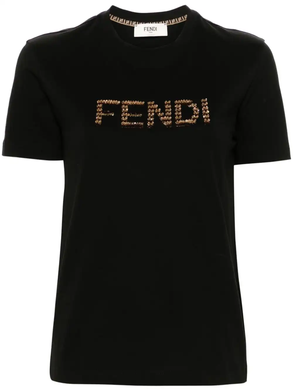 Affordable FENDI sequin logo-detail cotton T-shirt