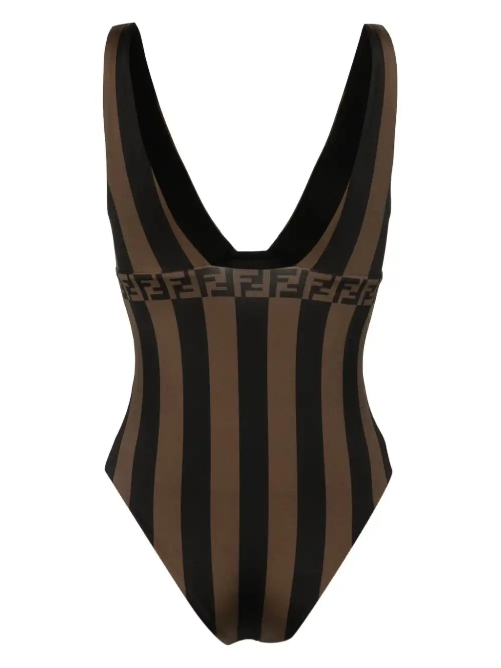 Cheap FENDI FF motif striped swimsuit