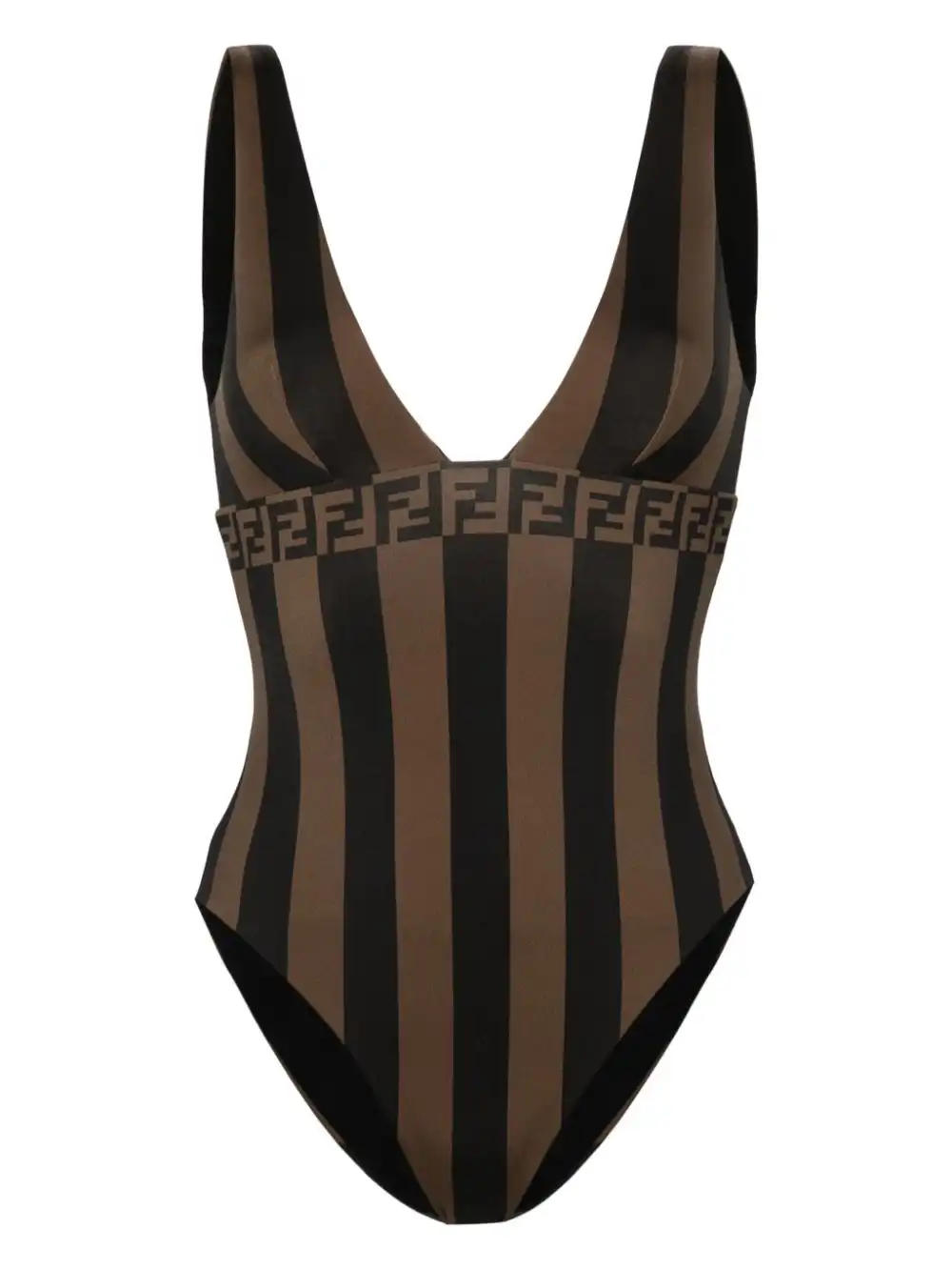 Cheap FENDI FF motif striped swimsuit