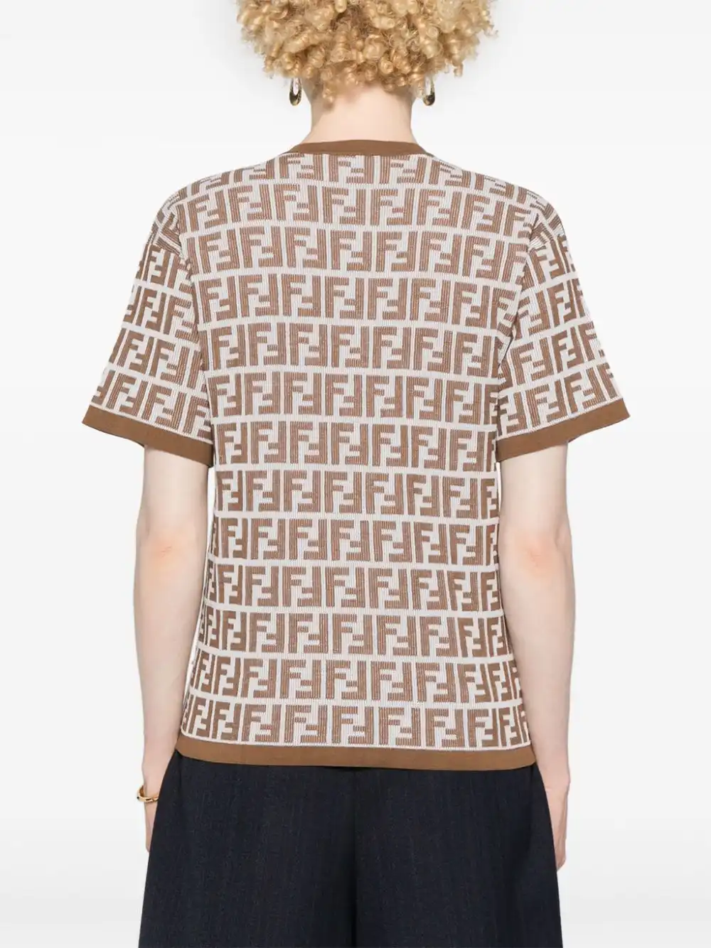 Affordable FENDI FF-pattern knitted T-shirt