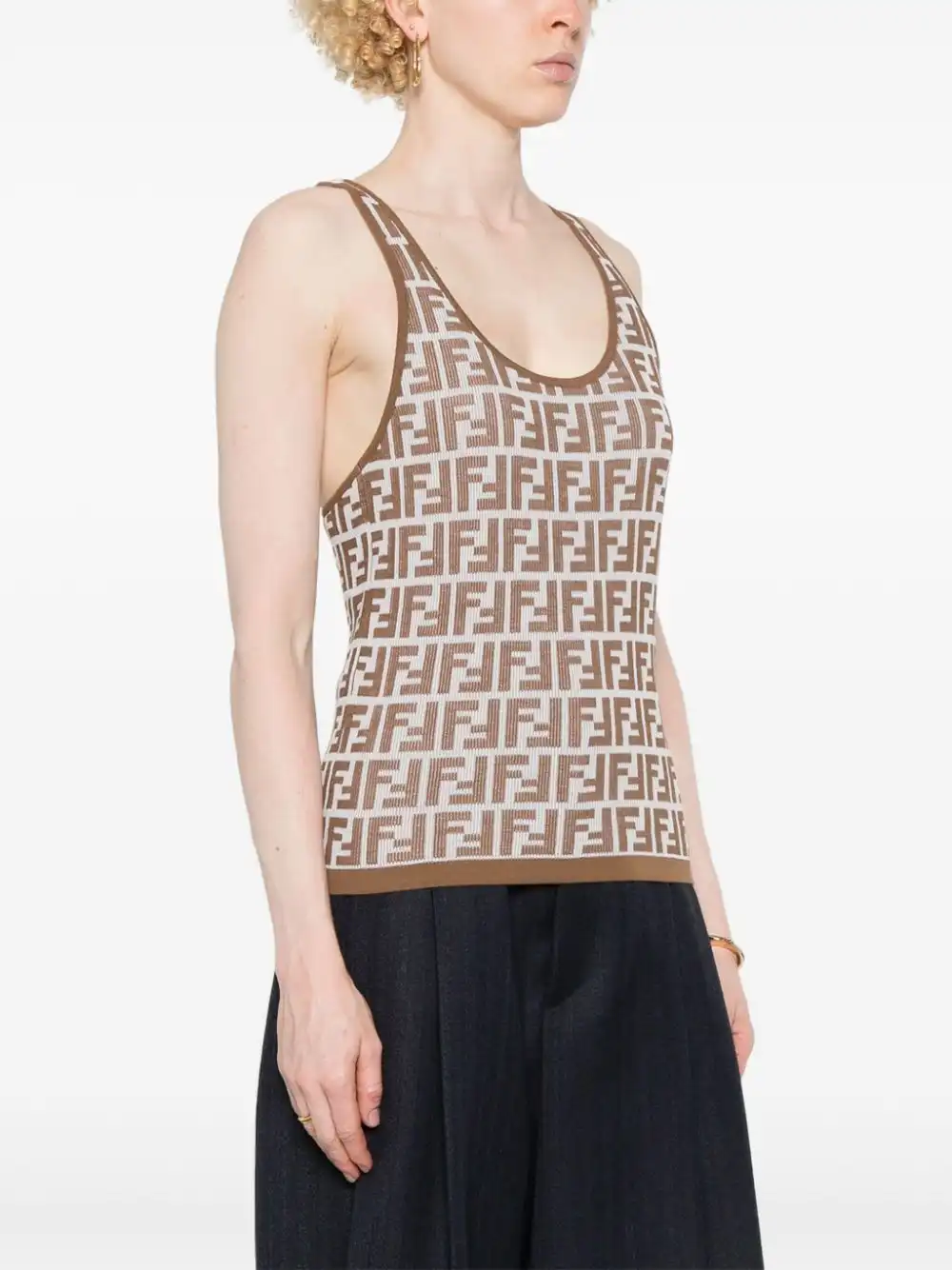 Affordable FENDI FF-pattern racerback tank top