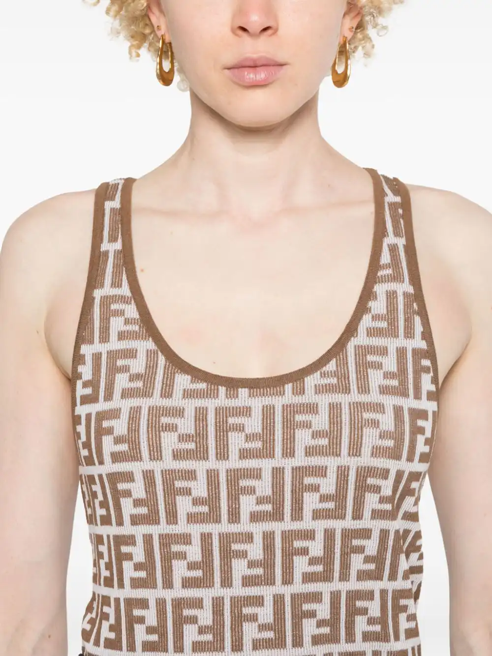 Affordable FENDI FF-pattern racerback tank top