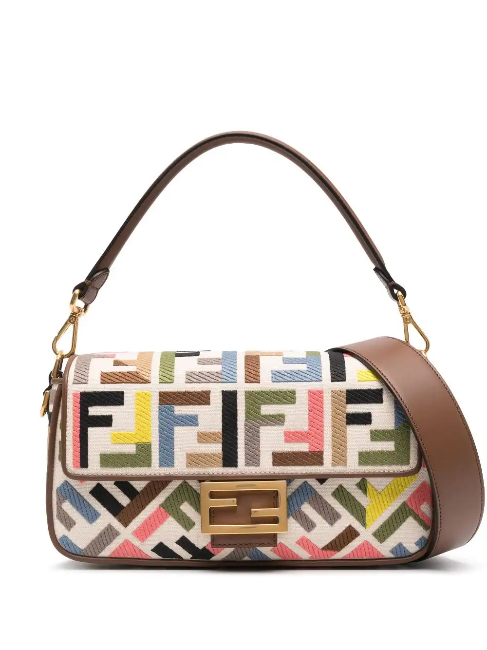 Affordable FENDI Baguette canvas shoulder bag