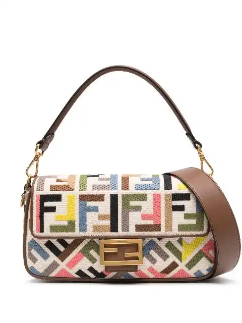 FENDI Baguette canvas shoulder bag