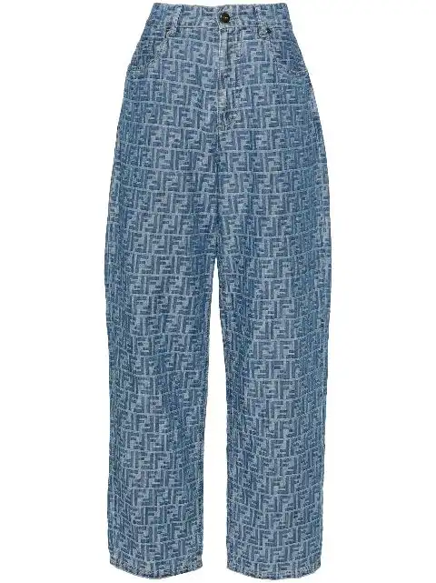 FENDI FF-motif chambray trousers