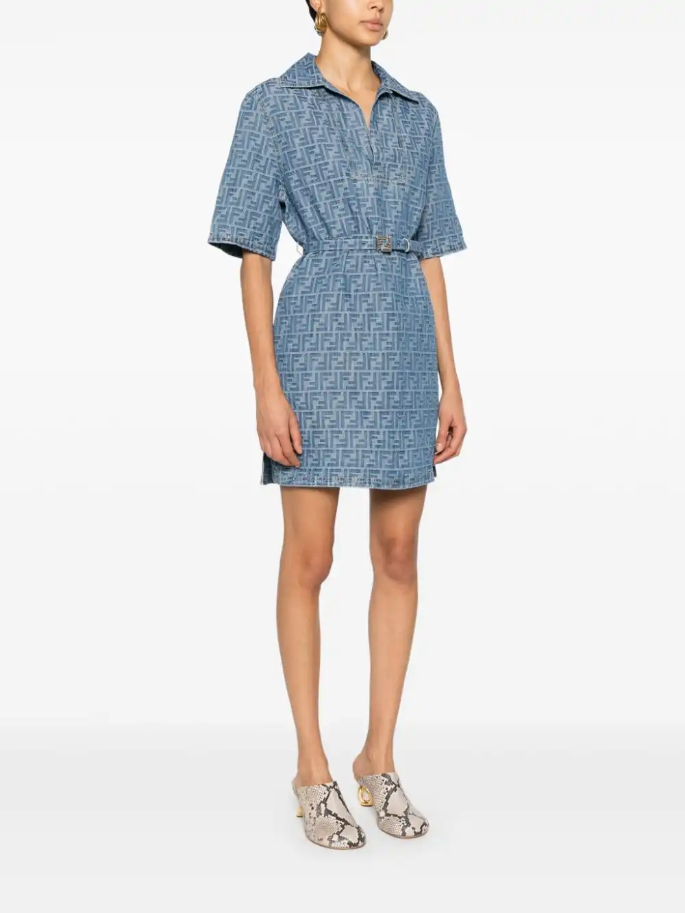 Affordable FENDI FF-motif belted mini dress