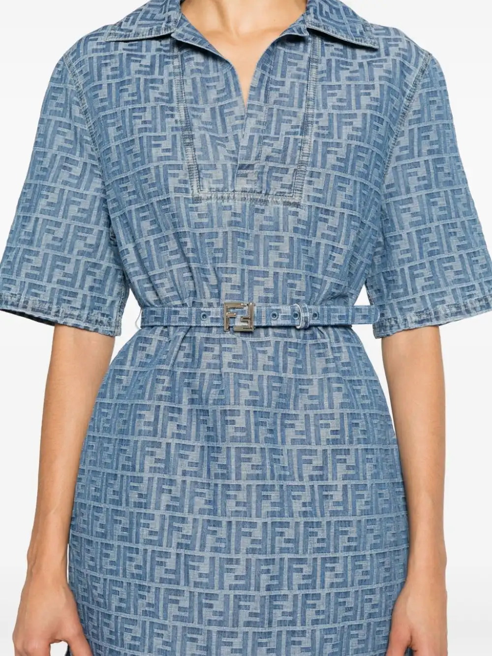 Affordable FENDI FF-motif belted mini dress