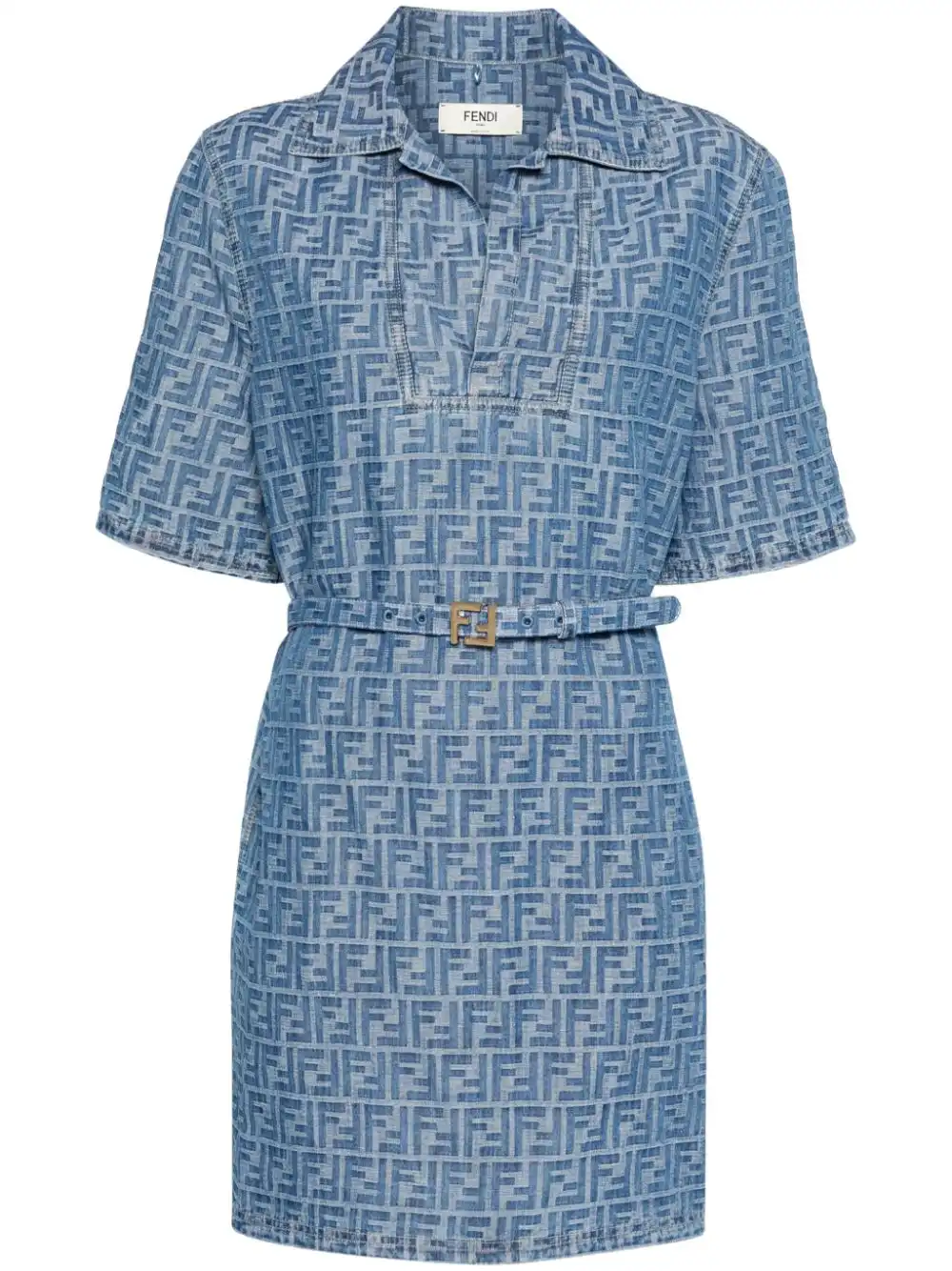 Affordable FENDI FF-motif belted mini dress