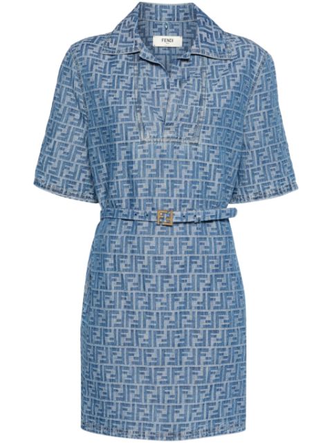 FENDI FF-motif belted mini dress