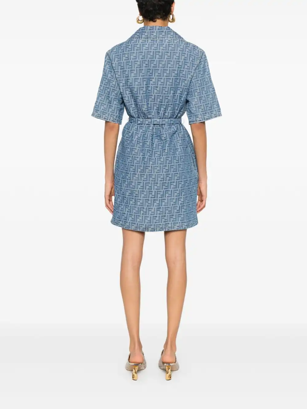 Affordable FENDI FF-motif belted mini dress