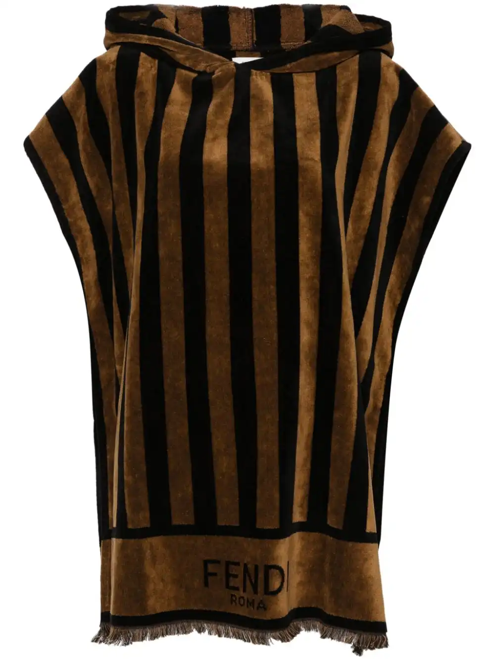 Affordable FENDI Pequin-stripe frayed poncho