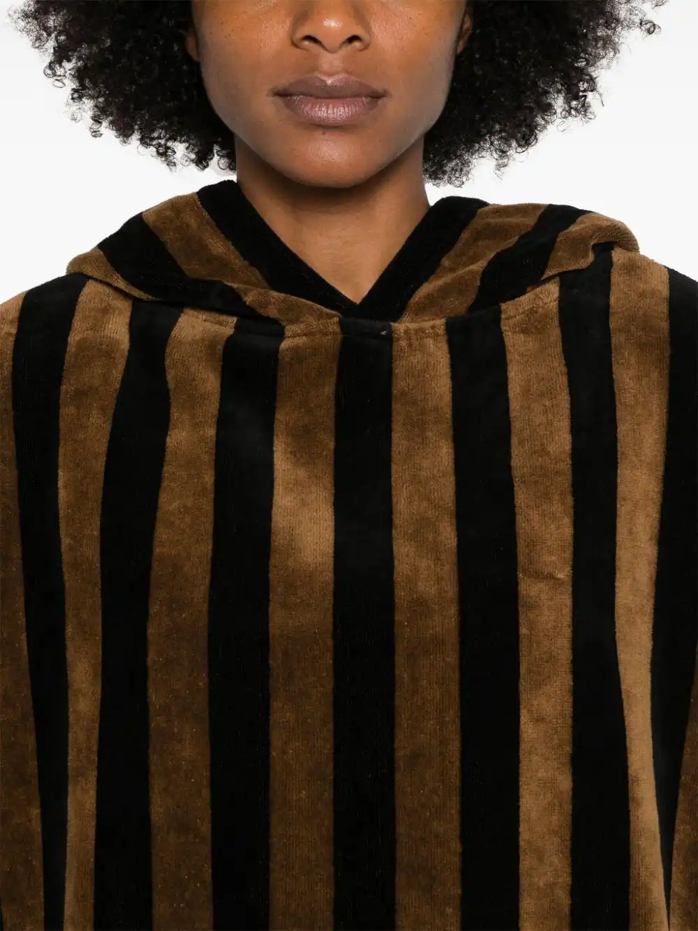 Affordable FENDI Pequin-stripe frayed poncho