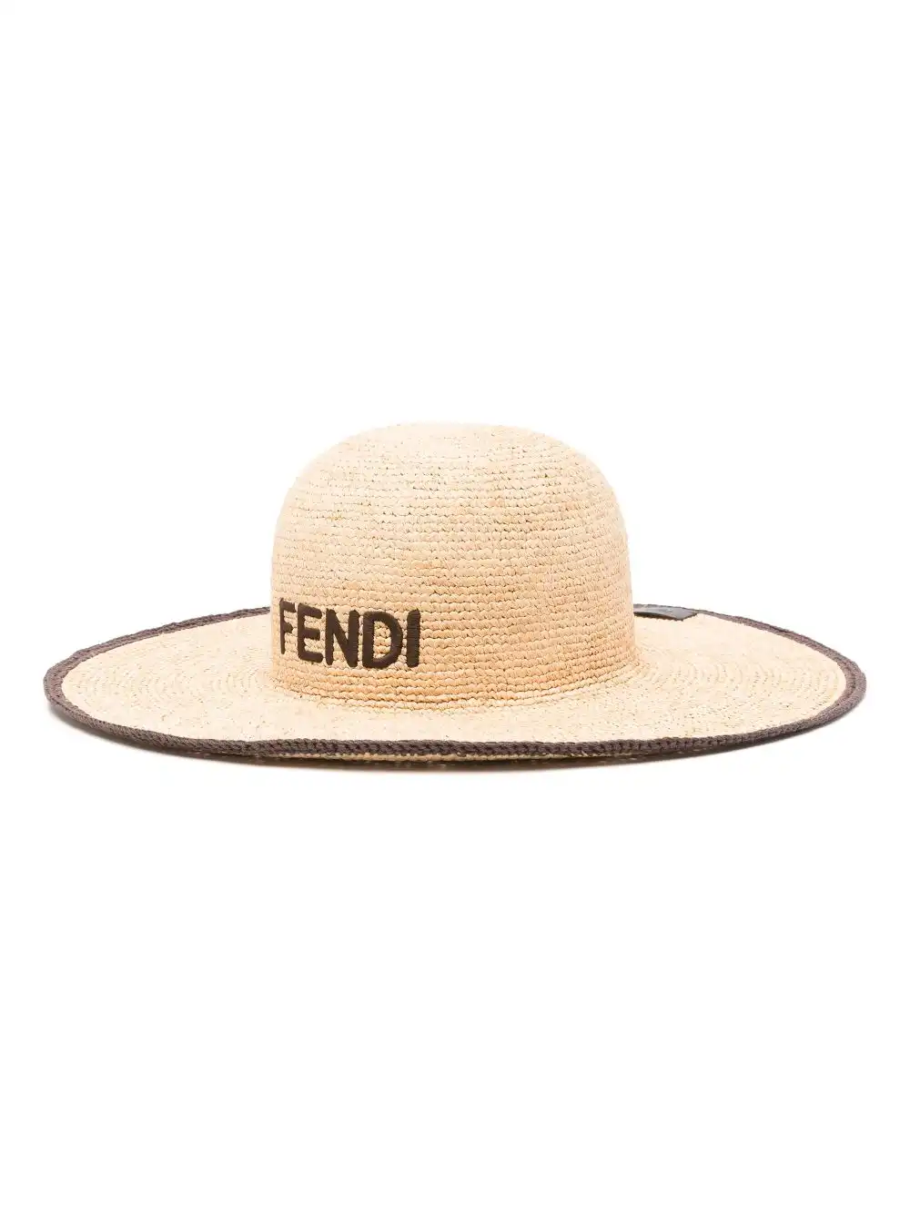 Affordable FENDI logo-embroidered raffia hat