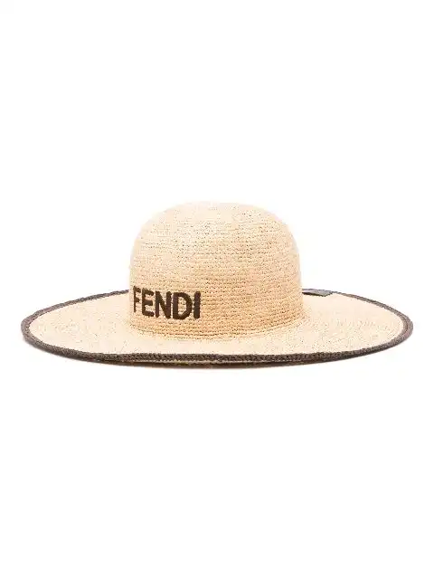 FENDI logo-embroidered raffia hat