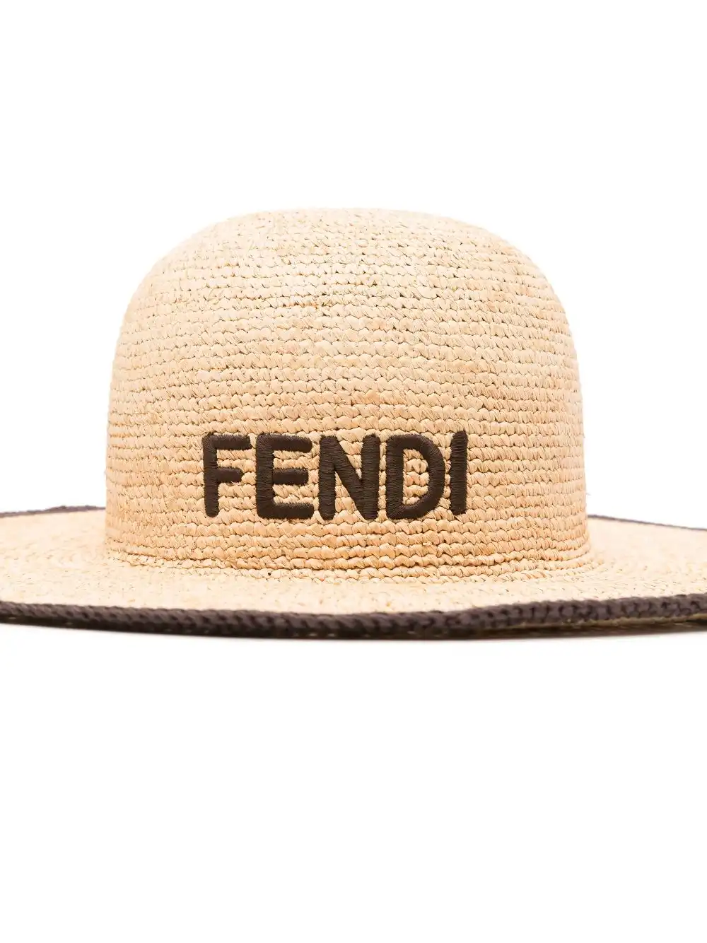 Affordable FENDI logo-embroidered raffia hat