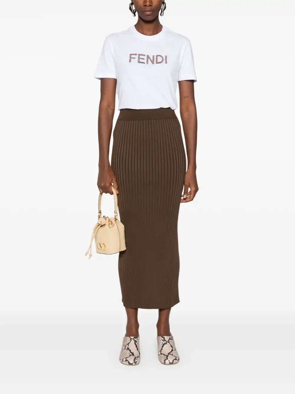 Cheap FENDI logo sequin-embellished T-shirt