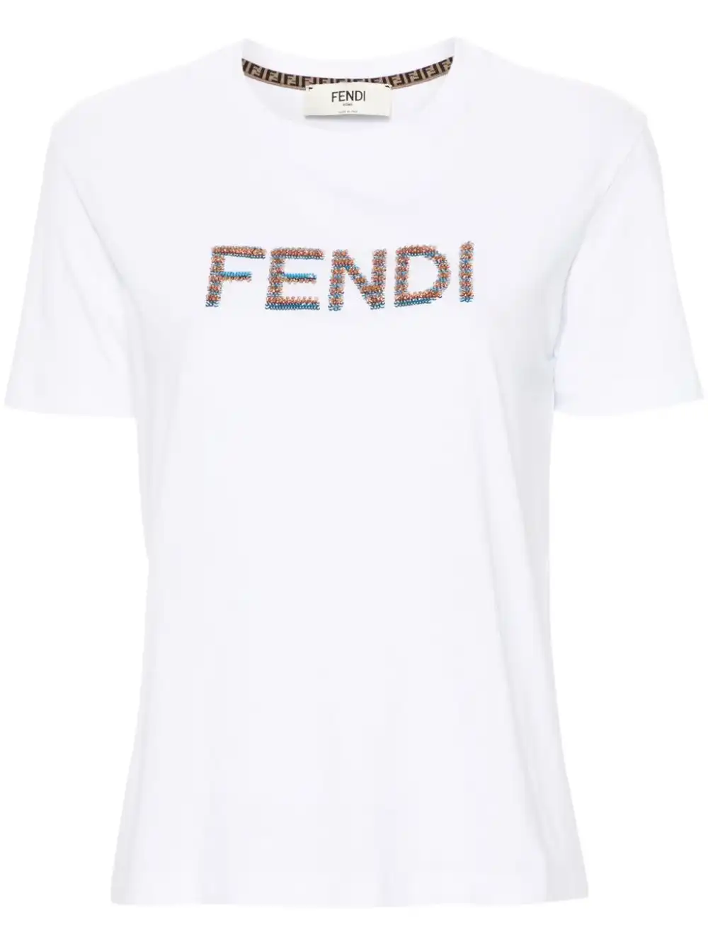 Cheap FENDI logo sequin-embellished T-shirt