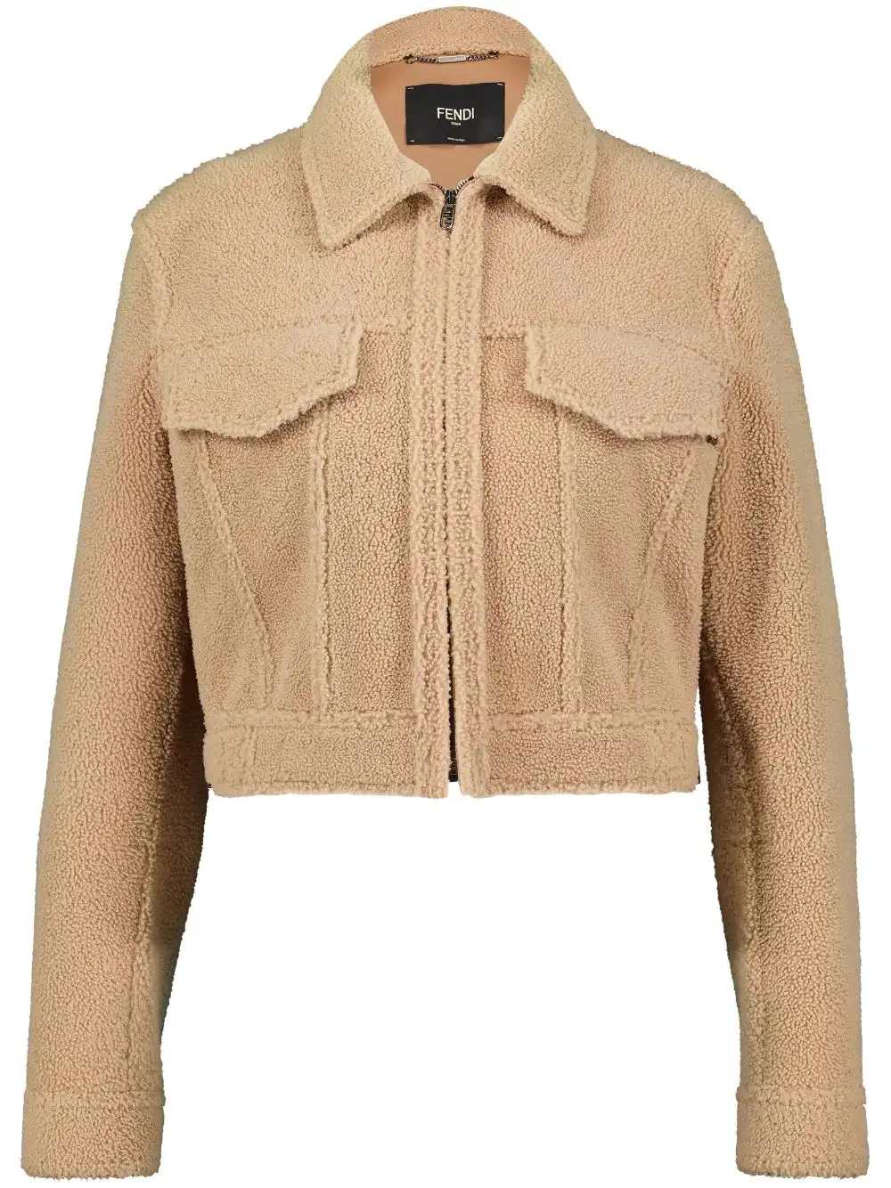 Cheap FENDI zip-up shearling jacket